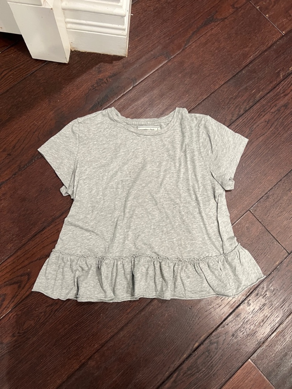Heather Gray Ruffle Hem Short Sleeve Top